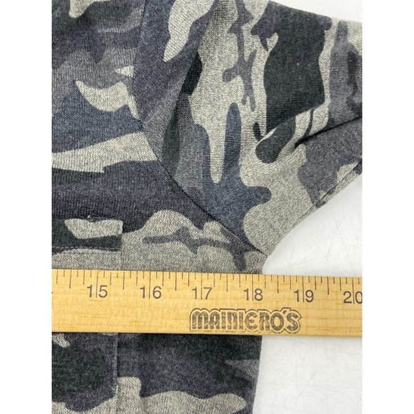 Sanctuary Women's Gray Camo Pullover V Neck Pocket Sweatshirt Long Sleeve Size S - Picture 6 of 9